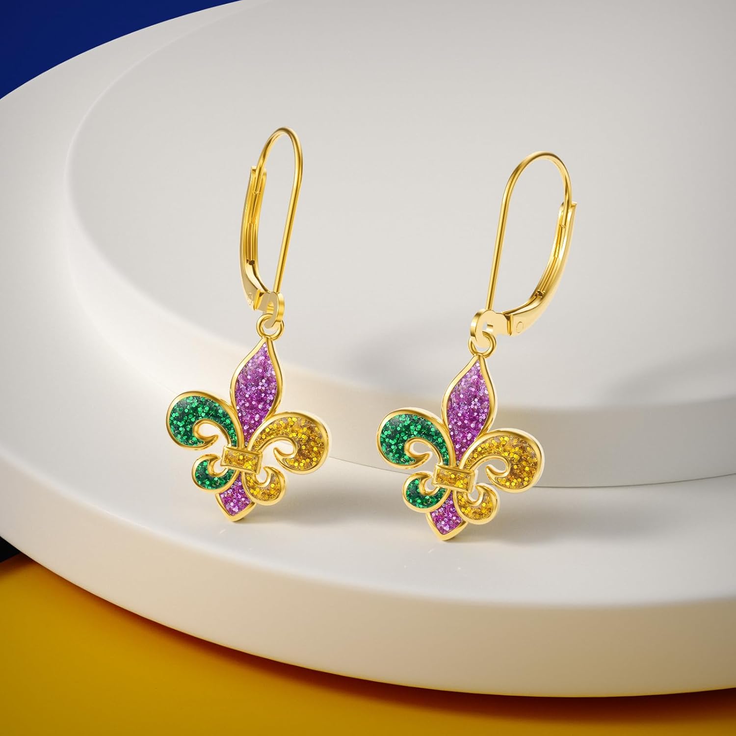 St Patrick's Earrings Four Leaf Clover/Shamrock Hat/Rainbow/Mardi Gras Fleur De Lis Earrings 925 Sterling Silver Celtic Knot Clover Dangle Earring St Patricks Day Jewelry for Women - Image 2