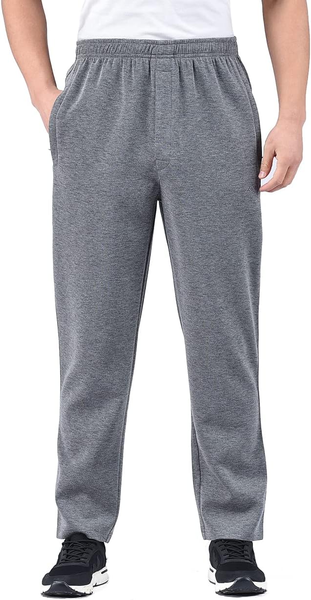 Zoulee New Men's Classic Drawstring-Waist Jogger Pants Sweatpants with Zipper Fly - Image 2