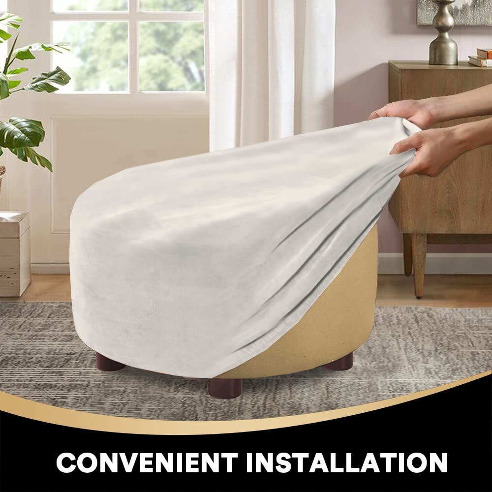 Copri Pouf Elasticizzato Rttangolare Cover Copertura Sgabello Quadrato Rotondo Jacquard Copri Ottomano Fodera Poggiapiedi Deluxe Velluto Pouf Rotondo (Color : @100, Size : Square/L