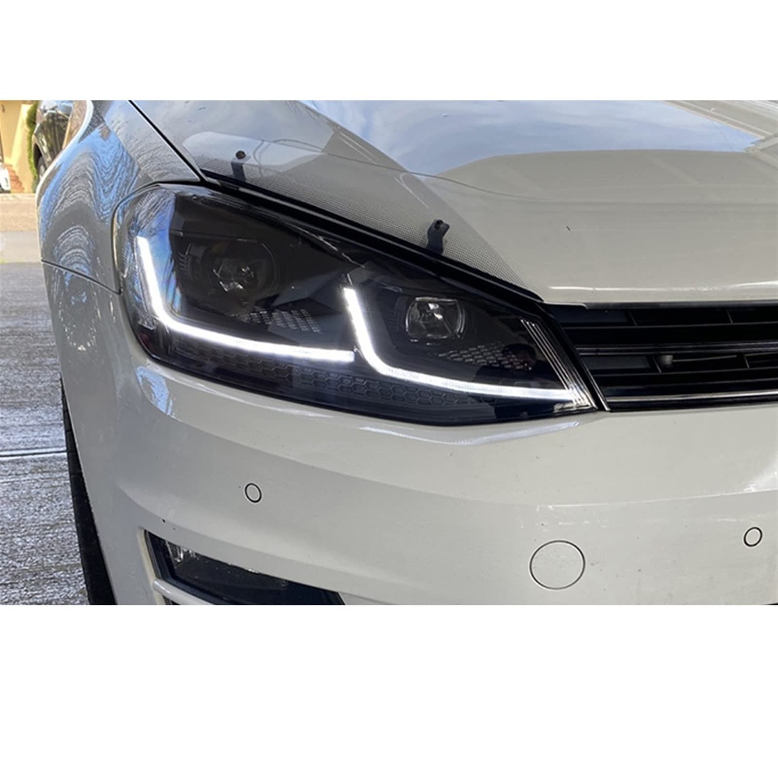 Zespół lampy przedniej reflektor DRL kompatybilny z Golf 7 2013-2017 MK7 Upgrade 7.5 Design dynamiczny włączony kierunkowskaz lampa z soczewką dwuogniskową(Bule LED,For Left Hand Drive)
