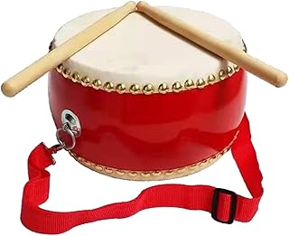 Simhoa Kids Waist Drum Children Waist Drums Chinese Folk Dance with Drum Sticks Durable Instrument Chinese Drums Hand Tambourine, round waist drum