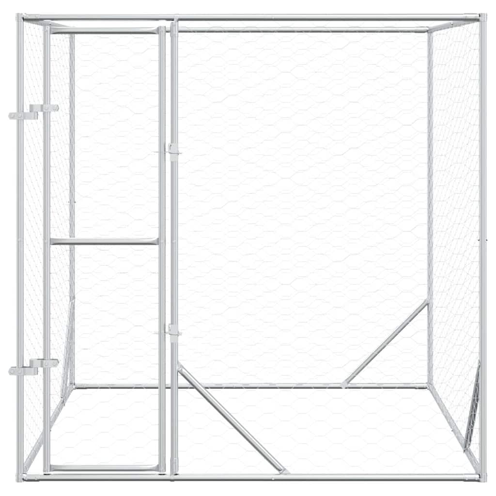 vidaXL Cuccia per Cani da Esterno Argento 2x2x2 m Acciaio Zincato
