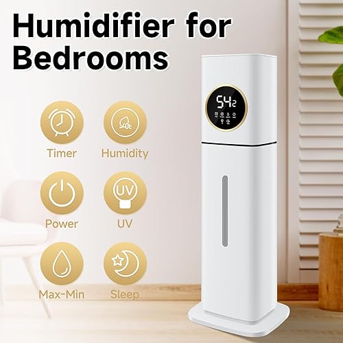 Miniatura 2 de Humidificador para habitaciones grandes, 8L2.11 galones humidificadores de llenado superior de torre de niebla fría y cálida, humidificadores de
