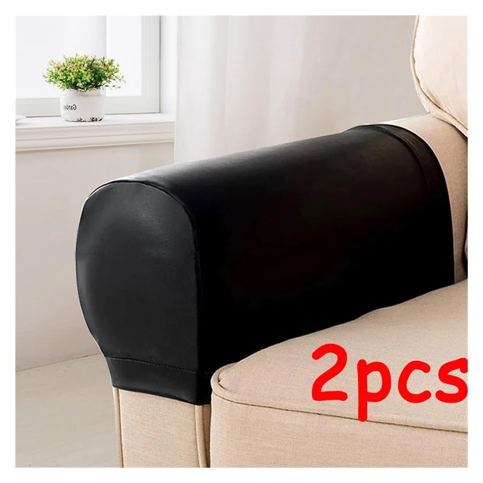Armrest Covers Housses d'accoudoirs de canapé en Cuir PU, Ensemble 2 pièces, Protection des accoudoirs Chaise, Extensible et Amovible, décor(Gray)