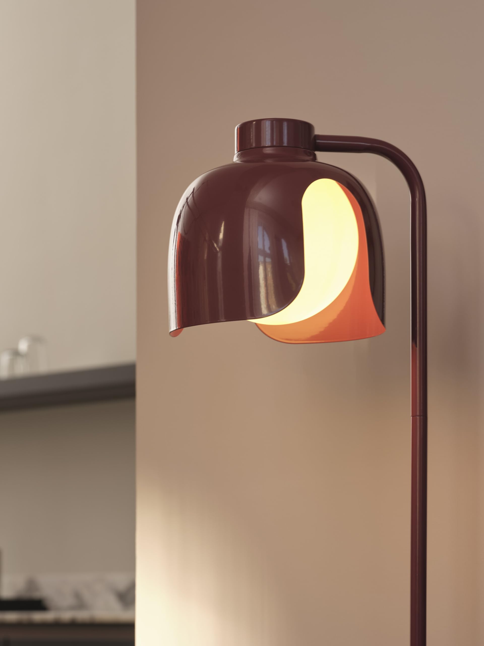 OSRAM Lampada da terra DECOR Corolle, vetro in metallo rosso, versione E27, cavo in tessuto, stile retrò, diametro 270mm