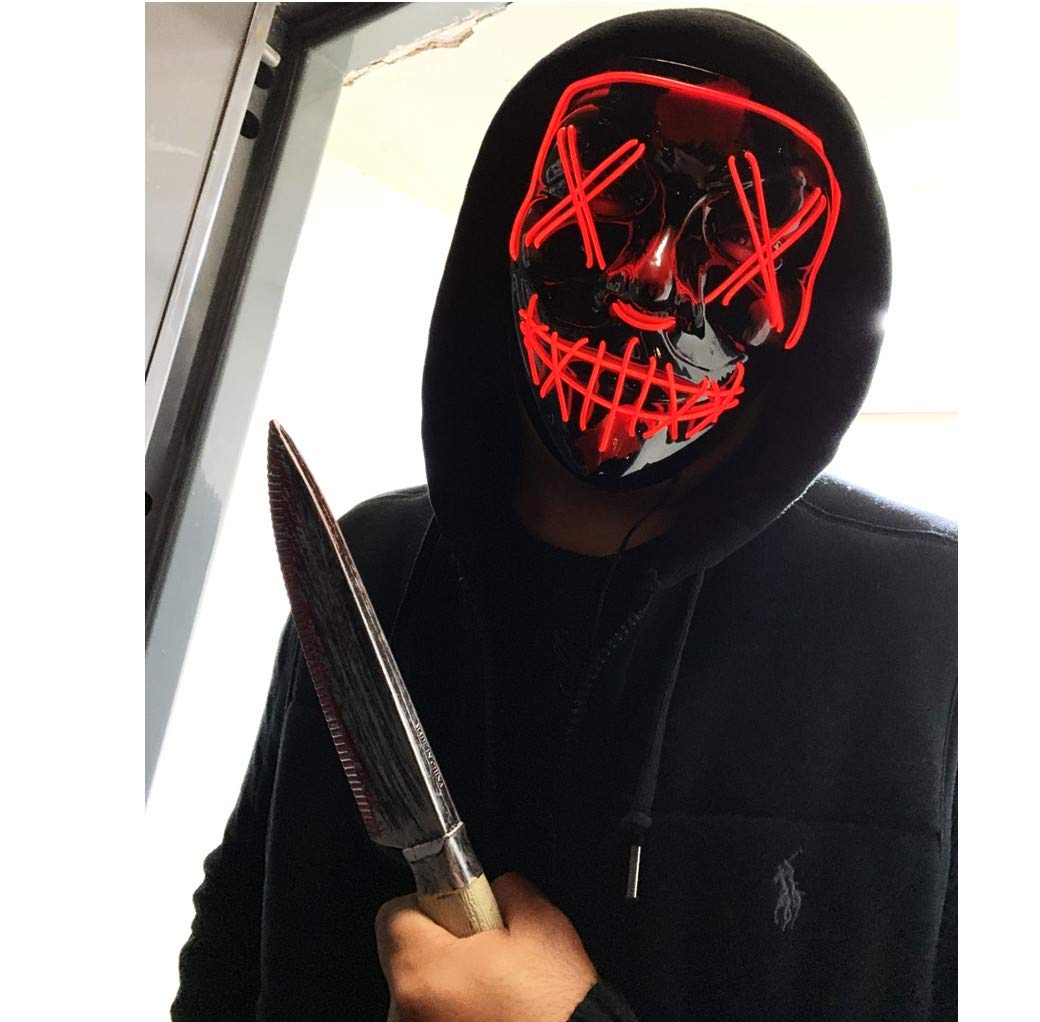 Stylex PartyLtd Red LED Hallowen Mask Cosplay Carnival Parties Powered Batteries