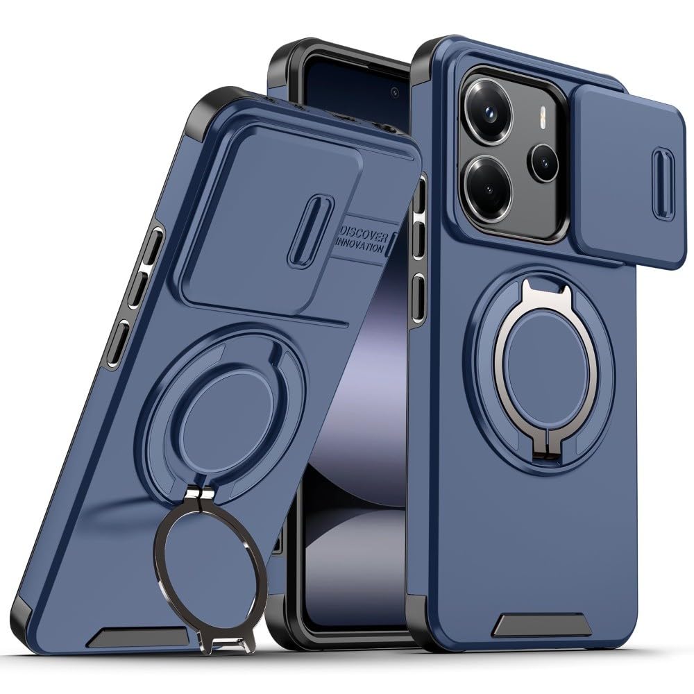 Carcasa genérica compatible con Xiaomi Redmi Note 15 Pro 4G (color: azul) Soporte de anillo con tapa rígida