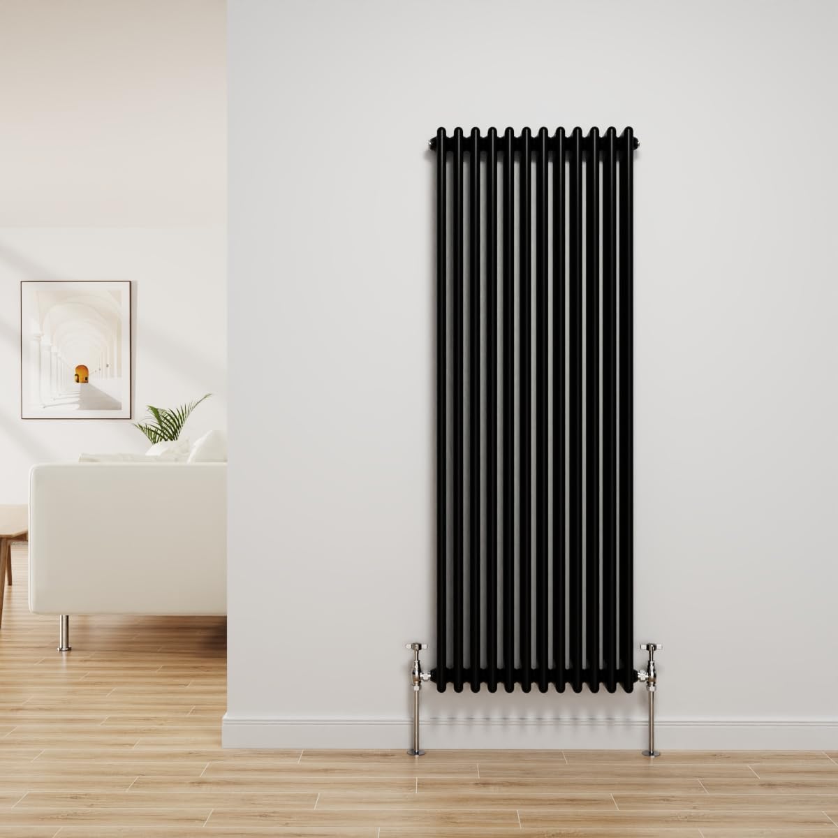 Nrg Black Traditional Radiator Cast Iron 3 Column Vertical 1500X562mm