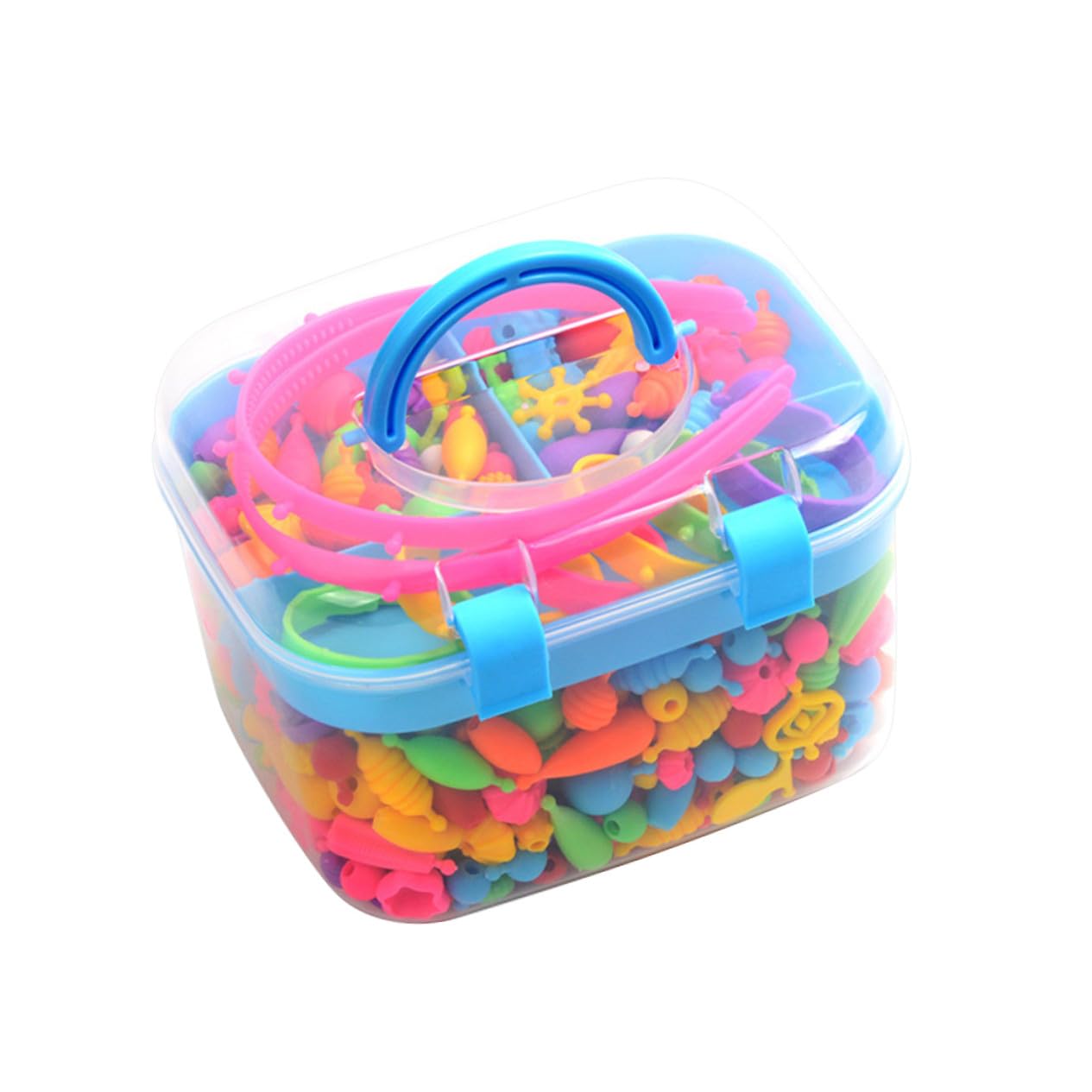 FUNOMOCYA 1 boîte Coffret DIY Perles Plastique pour Garçon et Fille Boîte de Rangement Portable avec Perles Colorées pour Bracelets et Colliers Kit Créatif Garçon Fille pour Activité
