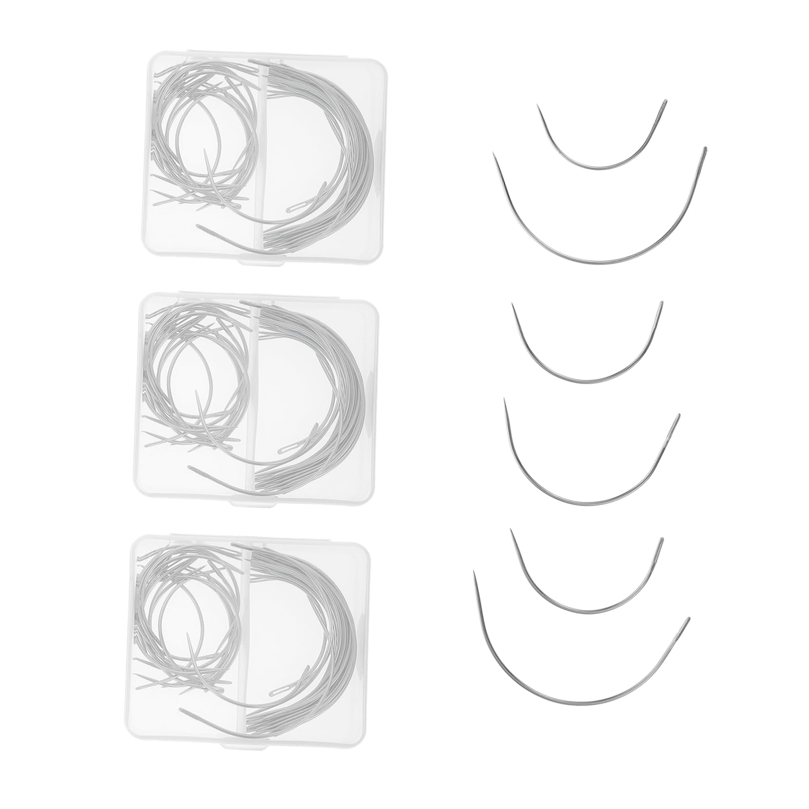 Holibanna 40Pcs Curved Needles for Hand Sewing Durable C Type Weaving Needles for Upholstery and Crafts for Embroidery and Repair Projects