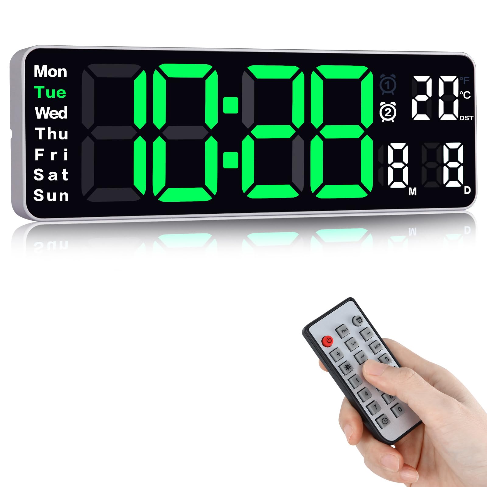 Buy Fuloon 13 inch Digital Alarm Clock, Digital Wall Clock, 12/24H Gym