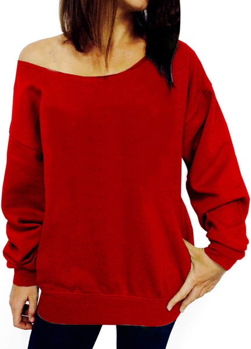 Dutebare Women Off Shoulder Sweatshirt Slouchy Shirt Long Sleeve Pullover Tops