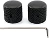 Musiclily Pro 1/4 Steel Fine Knurled Dome Knobs Universal Fitting Control Knobs with Set Screw for Electric Guitar or Bass, Black (Set of 2)