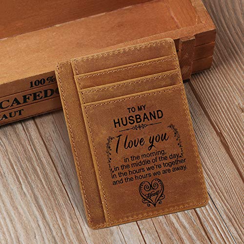 Engraved Pocket Wallet For Men,Personalized Minimalist Slim Leather Pocket Wallet for Husband Son Birthday Christmas4