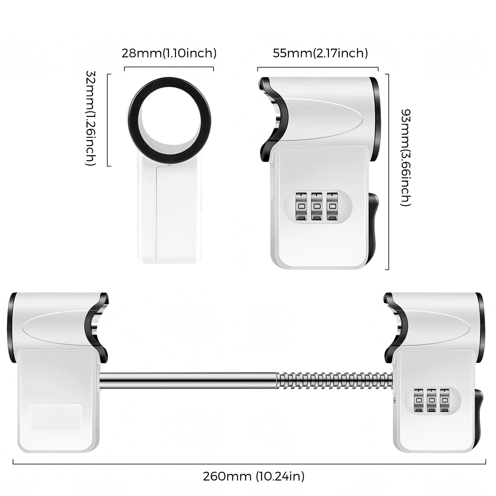Woobroo Patio Door Lock, 3-Digit Zinc Alloy Combination Security Lock for French & Conservatory Doors, Fits Horizontal Handles - Image 2