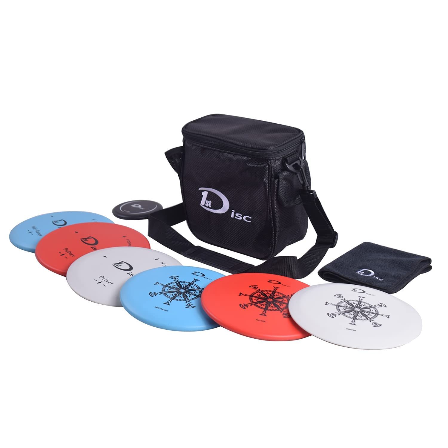 Disc Golf Starter Set-2 PCS Putter, 2 PCS Mid-Range, 2 PCS Driver, 1 Mini discï¼Å’1 Towel with Bag