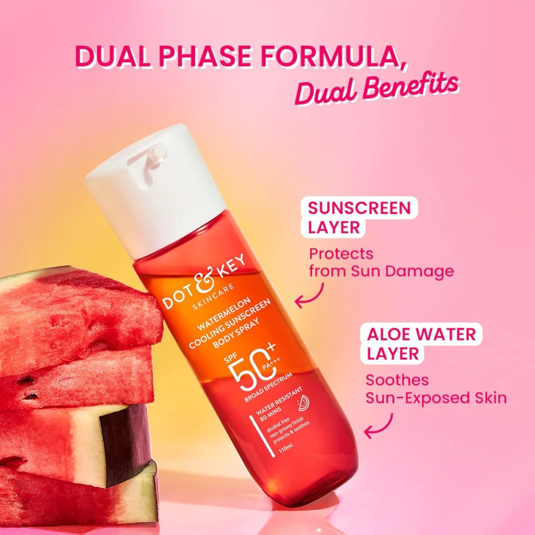 Dott & Keyy Watermelon Cooling Sunscreen Body Spray, SPF 50+ PA+++, 110 ml