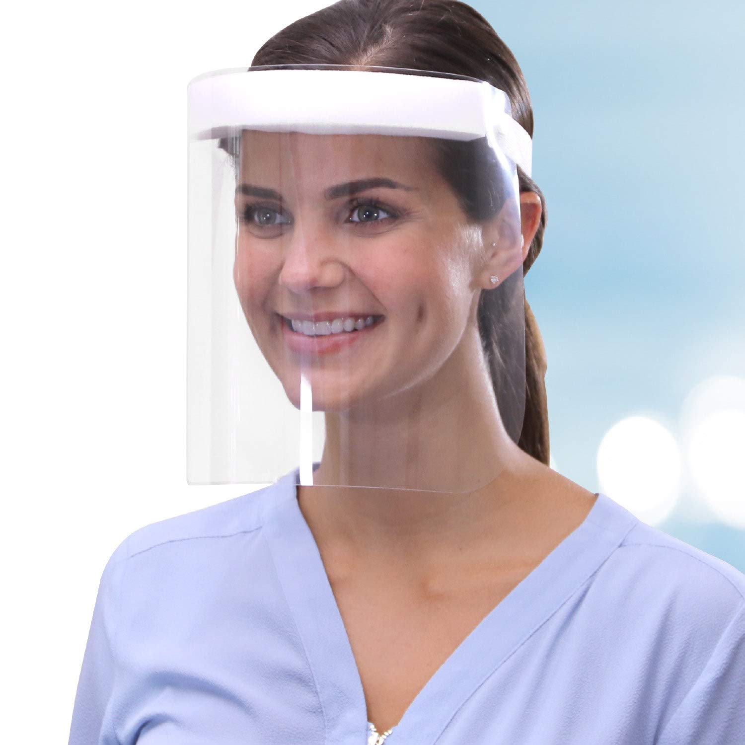 Free Face Long Face Shield by BulbHead - Protective Face Shield - Lightweight & Transparent Face Shield with Wraparound Anti-Fog Design - Adult Face Shield - Kids Face Shield - Adjustable Band