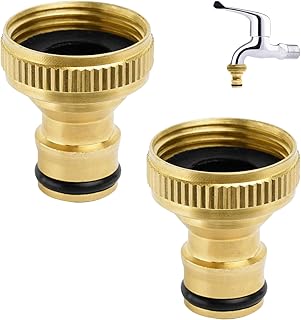 2 Stück Messing Wasserhahn Adapter, 3/4 Zoll Gartenschlauch Schnellkupplung, Innengewinde Garten Schlauch Wasserhahn-Anschluss, für Gartenschläuche, Bewässerungssysteme