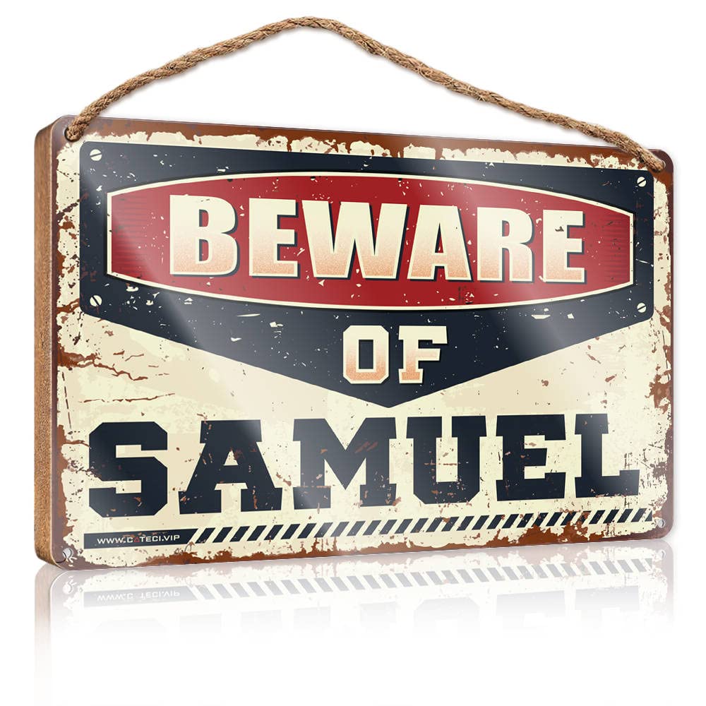 FZFN Bathroom Wall Wood Sign Beware Of Samuel Wooden Sign Funny Bathroom Signs Signs & Plaques(15X28CM)