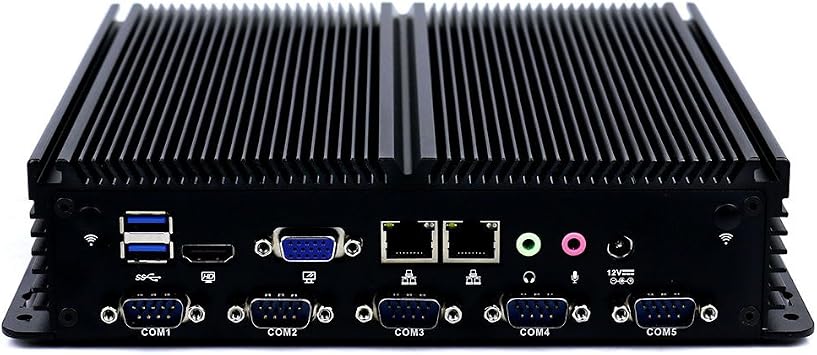 PARTAKER Industrial Mini PC, Fanless Desktop Computer, IPC, I5 4200U 4210U, 2 x LAN, 6 x COM, 6 x USB, HD, VGA, Win 10 or Linux Ubuntu, 4GB RAM 128GB SSD