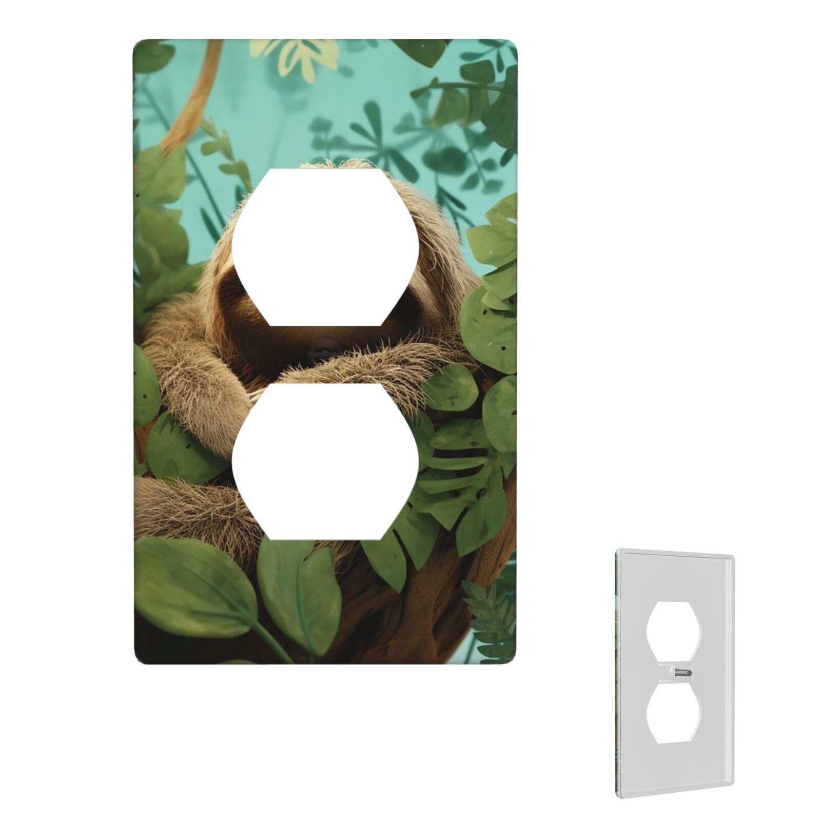 1-Gang Decorator Wall Plate Hug tree sloth Light Switch Cover Single Gang Receptacle Wall Plate Standard Size 4.5" x 2.76" Wallplate Unbreakable Polycarbonate Outlet Faceplates Cover
