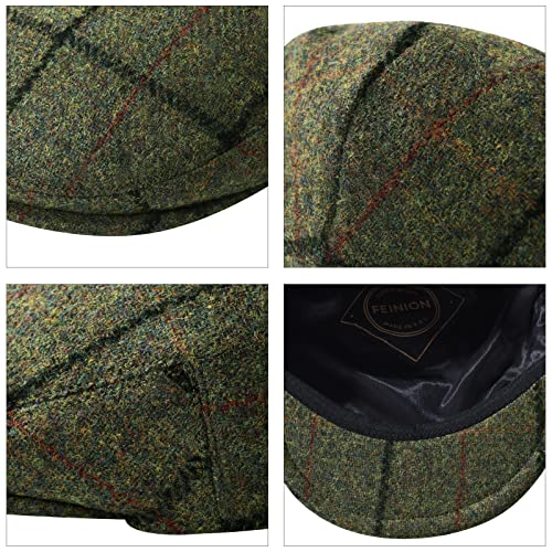 Image of FEINION Men's Wool Tweed Newsboy Ivy Cap Gatsby Golf Flat Hat