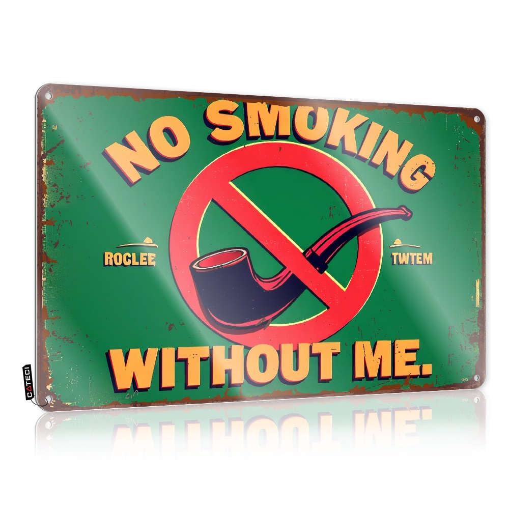 Sujd Colour Tin Metal Decor Door Vintage Style | No Smoking Without Me. Indie Gift For Gamer Home Decor(30X40cm)