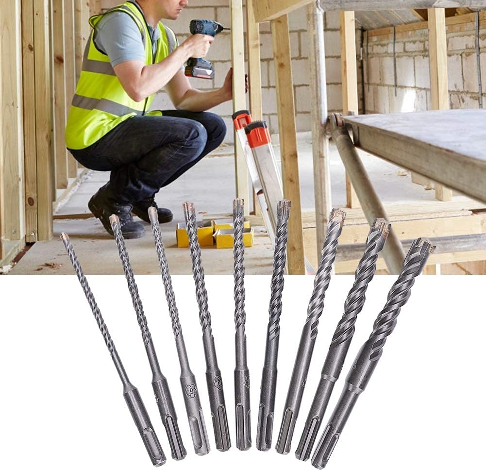 Juego de Brocas 9 unids/Set 5-16mm Juego de Brocas de Martillo eléctrico para Bloque de ladrillo de Pared de hormigón Brocas de Sierra de Agujero de mampostería Herramienta de carpintería
