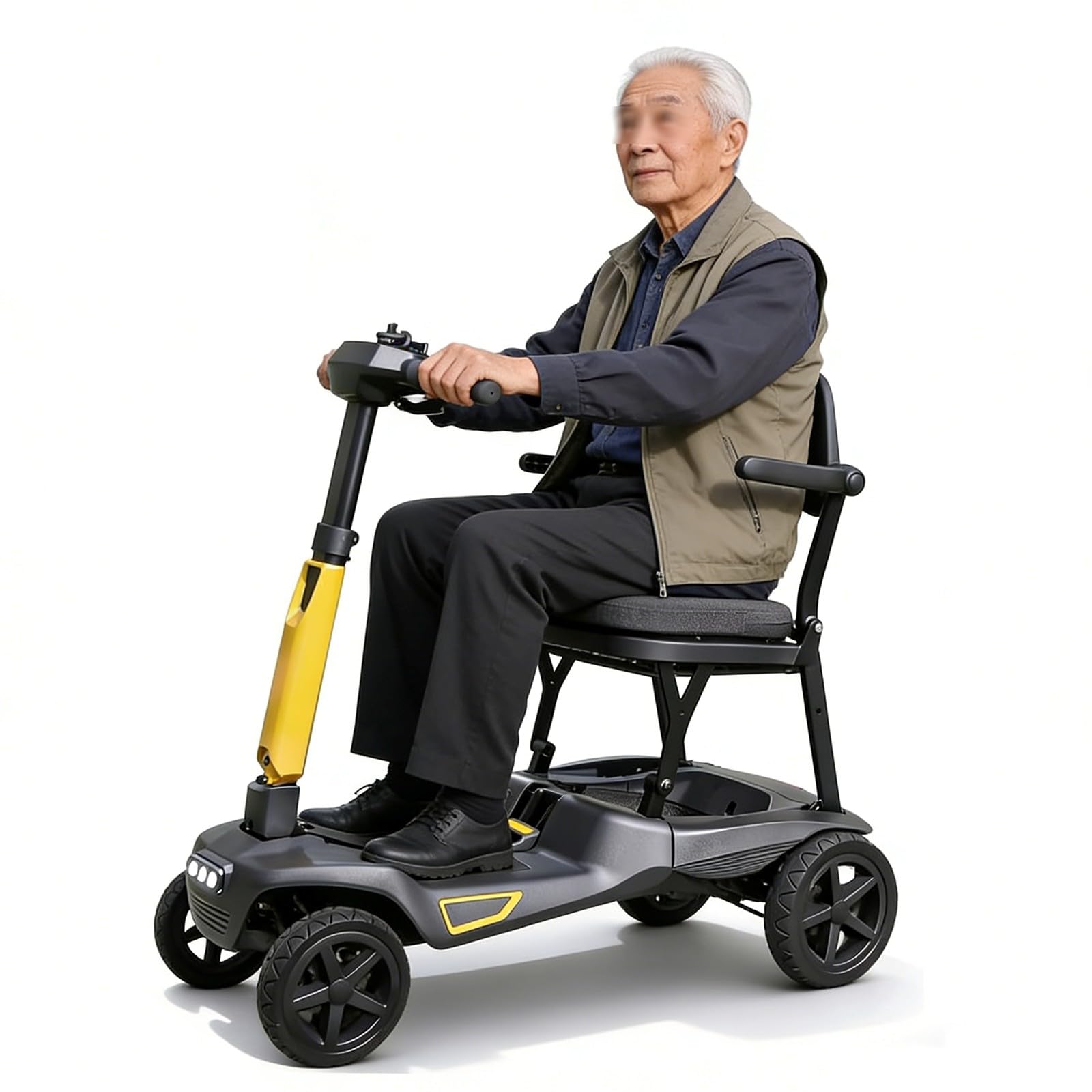 Patinete De Movilidad Plegable Portátil,Patinete De Movilidad Ligero De 4 Ruedas para Adultos,Cestas De Almacenamiento Delanteras Y Traseras,Peso Neto 17 Kg/37,4 LB A