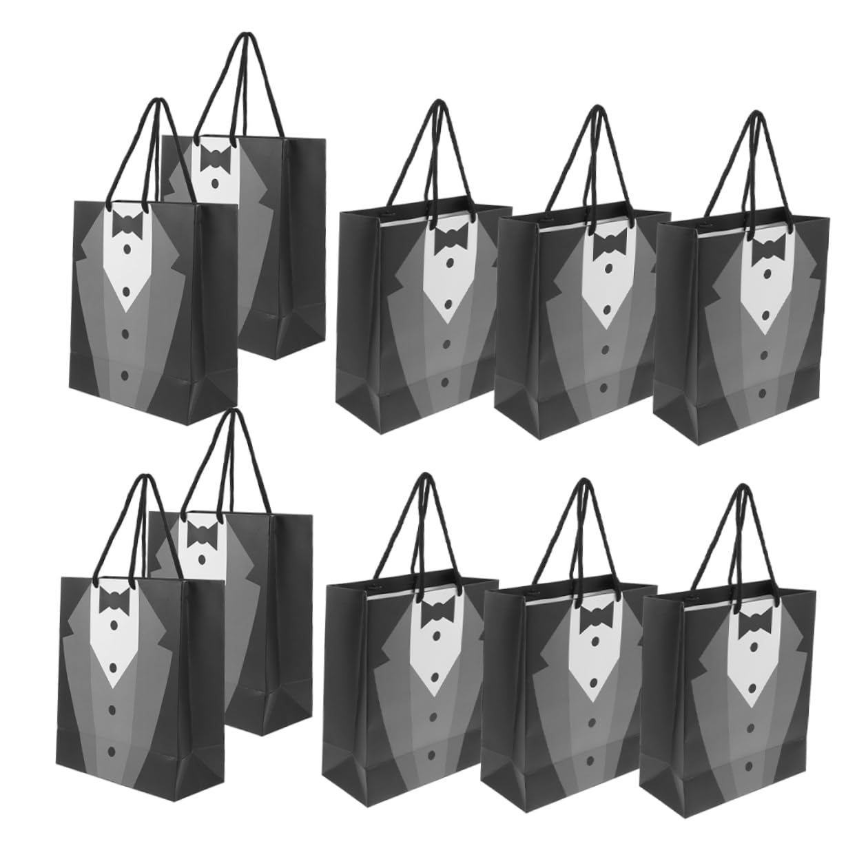 10 Stück Schwarze Papiergeschenktüten mit Henkeln für Anlässe