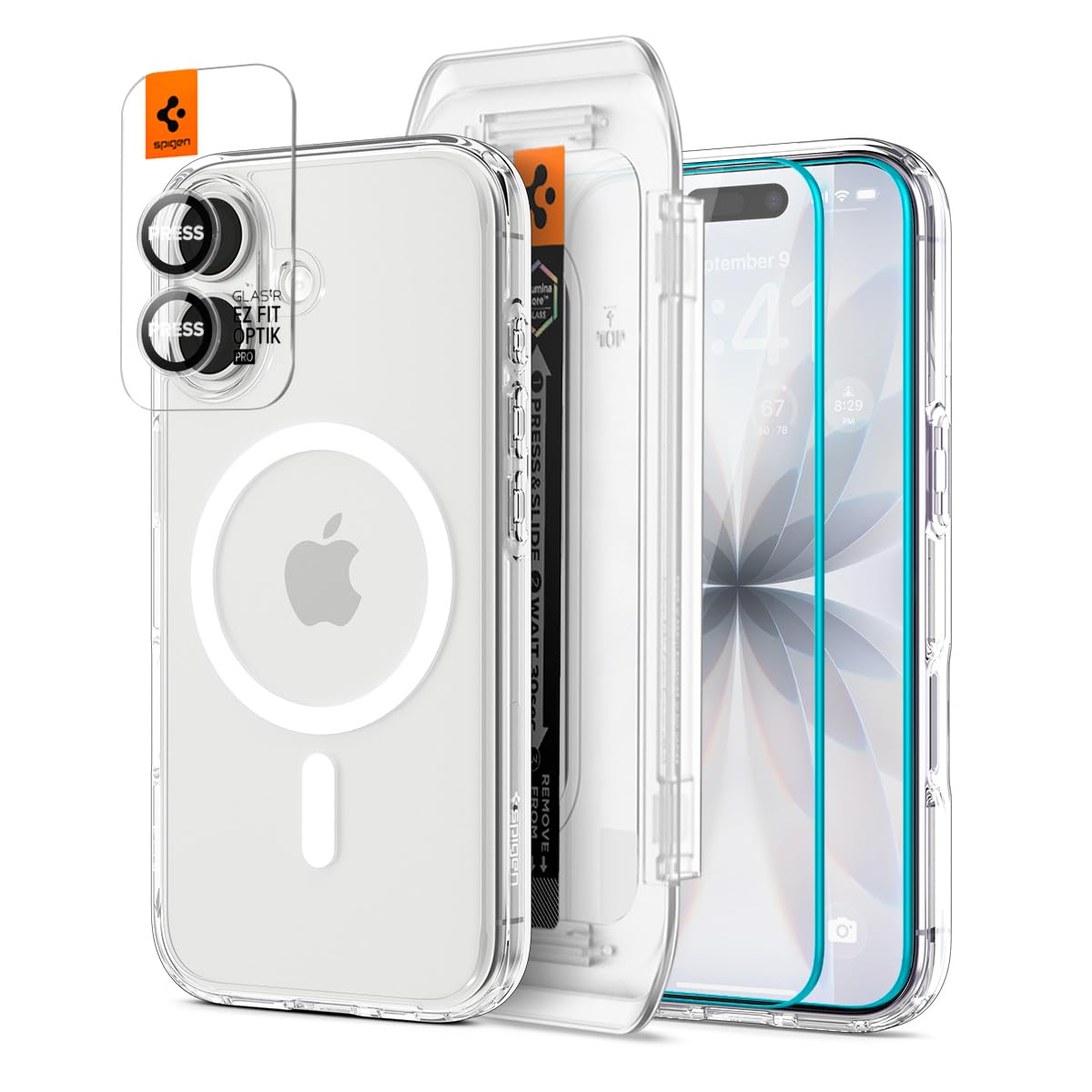 Spigen Ultra Hybrid MagFit Pack - Cover MagSafe e Vetro Temperato per Schermo/Fotocamera per iPhone 17