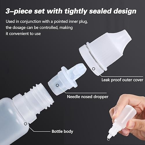 Miniatura 3 de 12 piezas 5 ml botellas blancas de plástico vacías con cuentagotas flexibles portátiles para líquidos de ojos, pequeños contenedores recargables