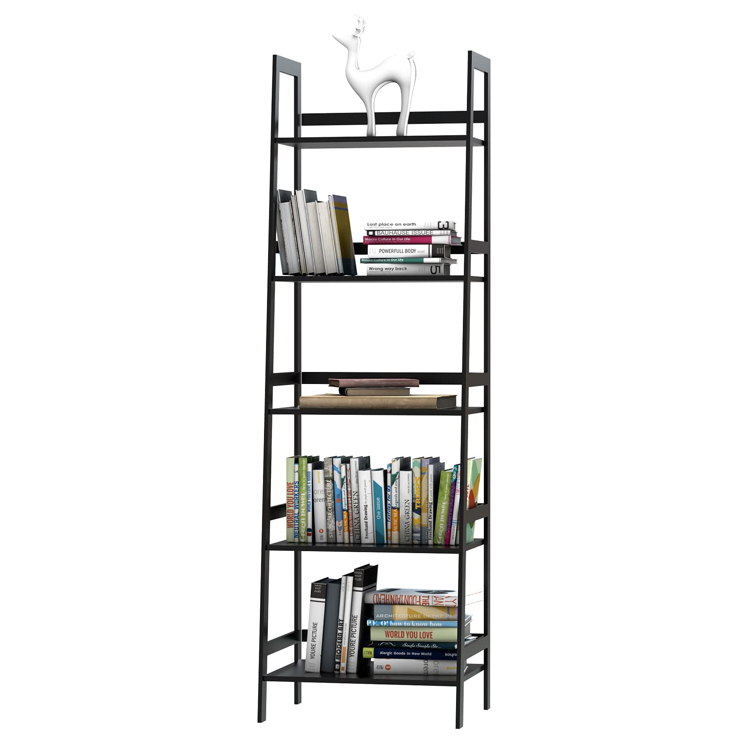 Buy KingYM Ladder Bookshelf, Bamboo Solid Wood Furnitrue, Black