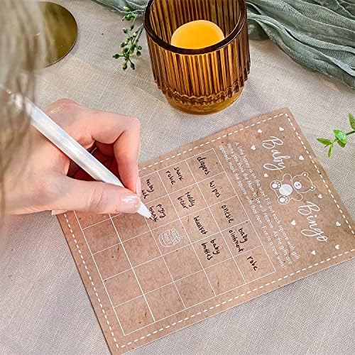 Kate Aspen Kraft Bear Diaper Raffle, Baby Shower Bingo & DIY Baby Shower Scratch Off Game Set (Set of 50), Gender Neutral Baby Shower Decorations for Girls & Boys