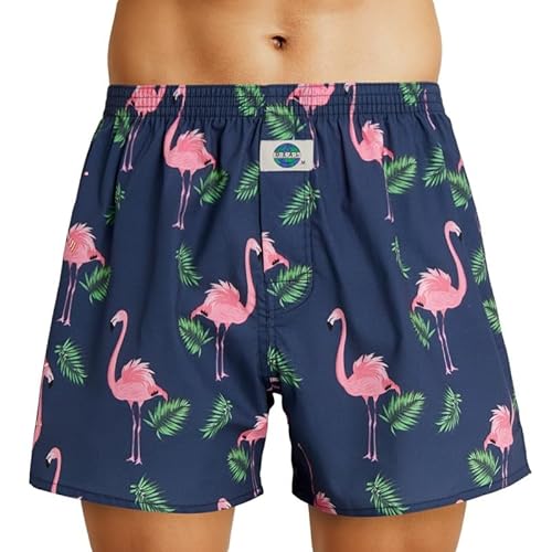 D.E.A.L International Boxershorts Dunkelblau mit Flamingo Print