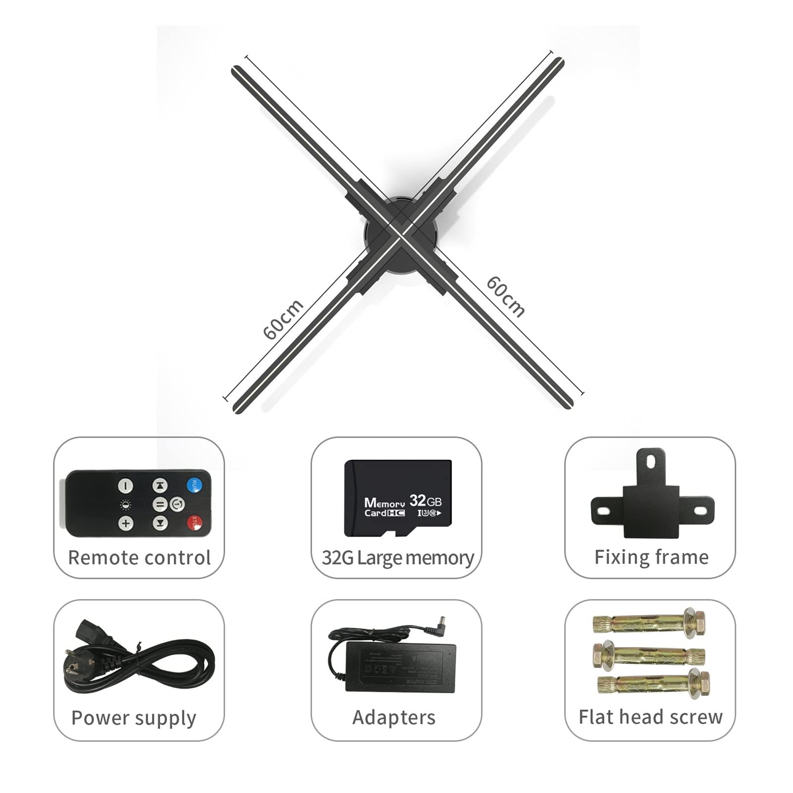 Abanico holográfico 3D 23,6 pulgadas Wifi 3D holograma ventilador Control Led pantalla Logo animación pantalla for tienda, Bar, fiesta publicidad pantalla Para carteles de tiendas, bares, casinos, fie