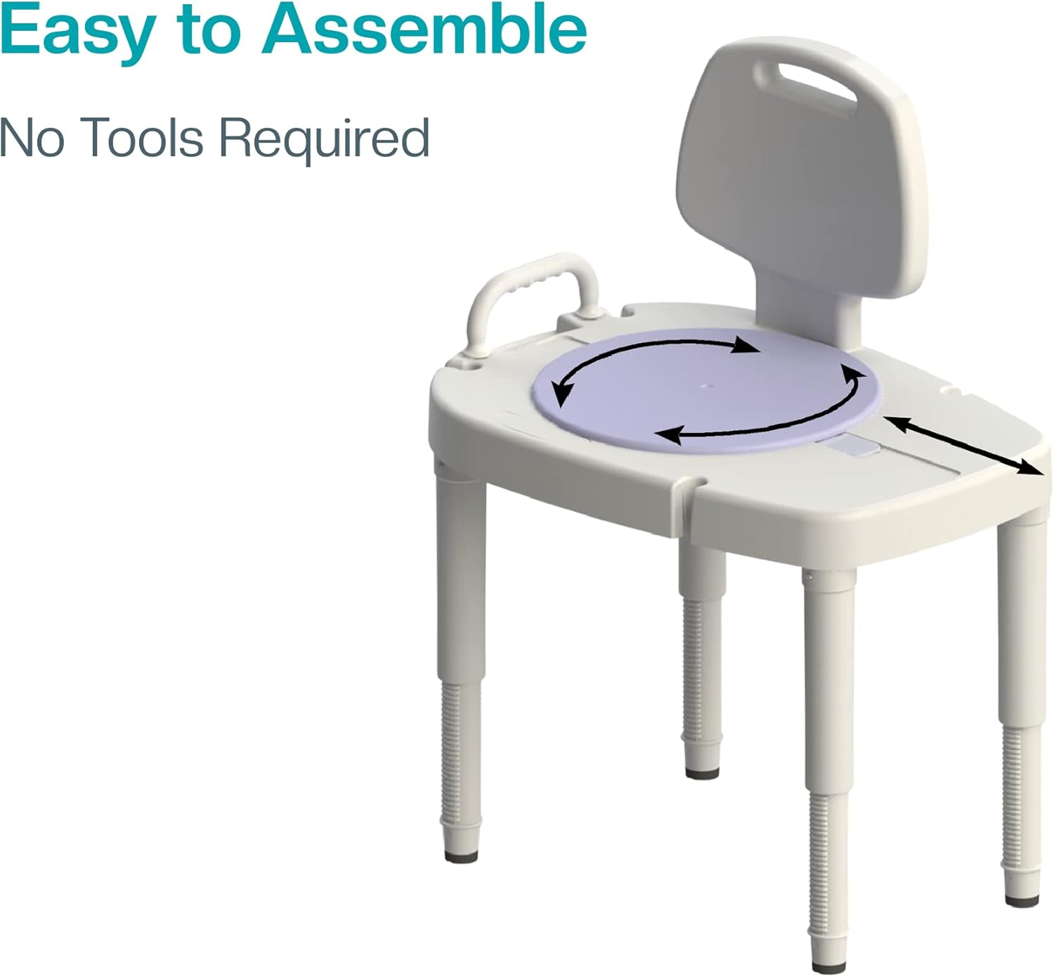 SP Ableware Sliding-Rotating Shower/Bath Transfer Bench With Back – White, Height Adjustable Legs, Bariatric (727142701) : Health & Household