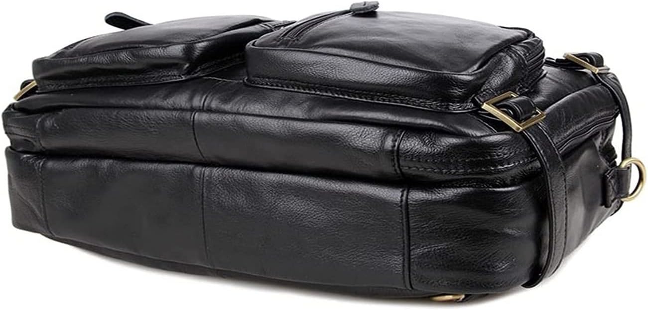 Leather Business Briefcase Convertible Shoulder Bag 17 Inch Laptop Messenger bag