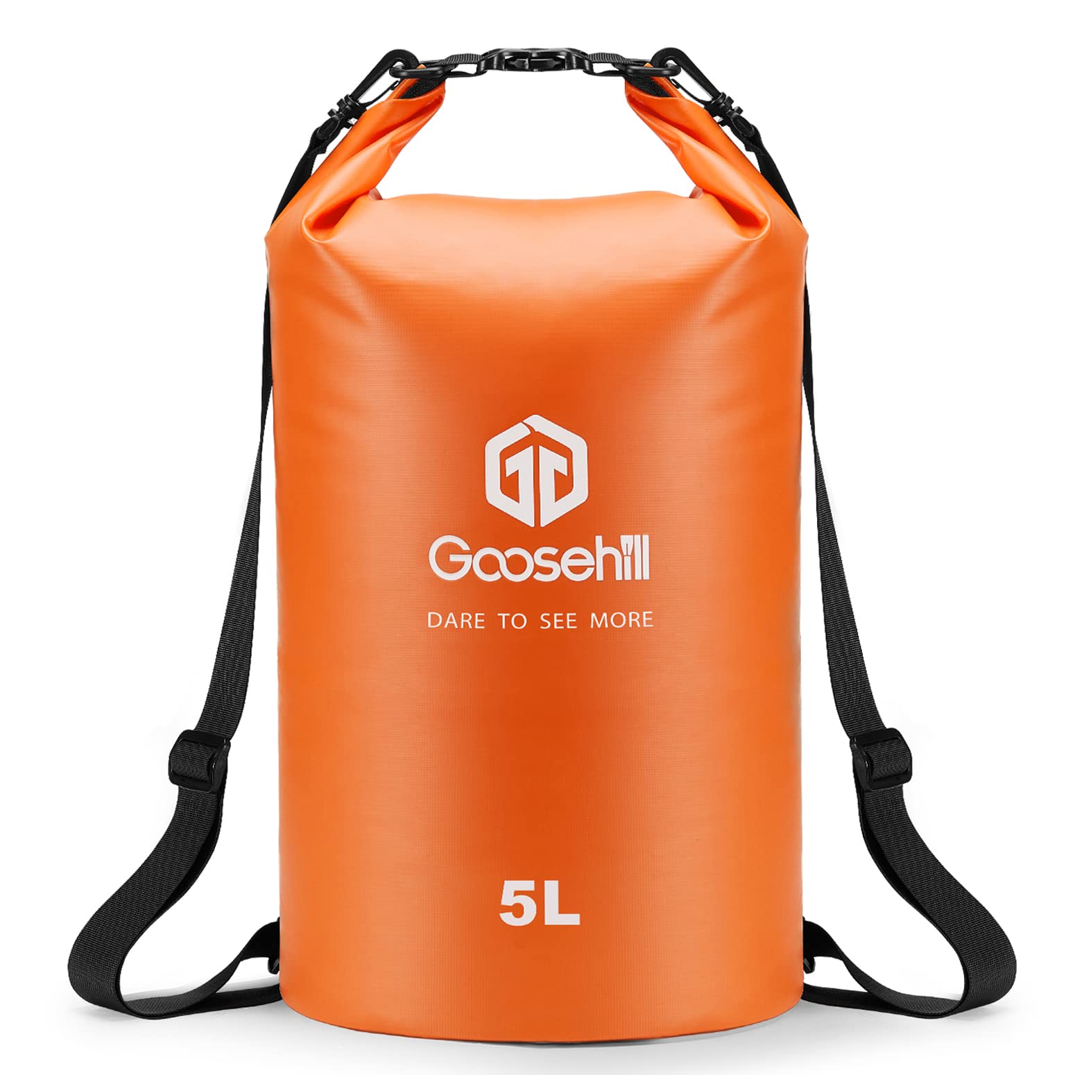 Goosehill Waterproof Dry Bag, 5L 10L 20L Roll Top Dry Sack with 2 Detachable Straps, Waterproof Bag for Boating Hiking Camping Kayaking Canoeing Swimming Snowboarding Paddle Board