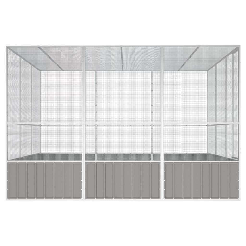 Vogelkäfig Grau 302,5x324,5x211,5 cm Verzinkter Stahl,Tier- & Haustierbedarf,Haustierbedarf,Vogelbedarf,Vogelkäfige & -ständer,Grau,87 kg-171553