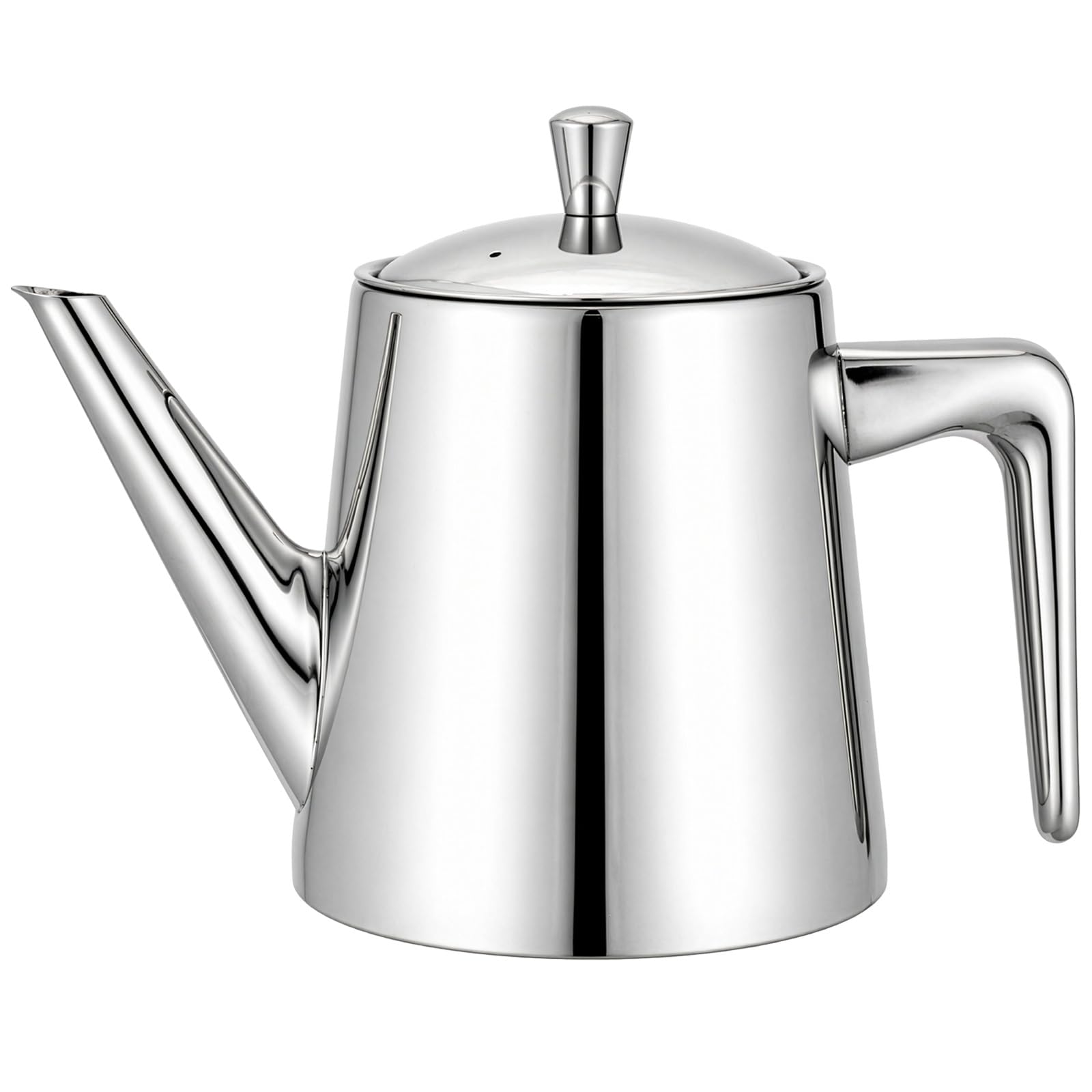 BLUE BAZAAR 304 Stainless Steel Teapot with Removable Infuser 0.35mm Fine Mesh Stovetop Safe Induction Compatible Tea Kettle 20cm for Loose Leaf Tea Flower Tea Chinese Kung Fu Tea Set Silver