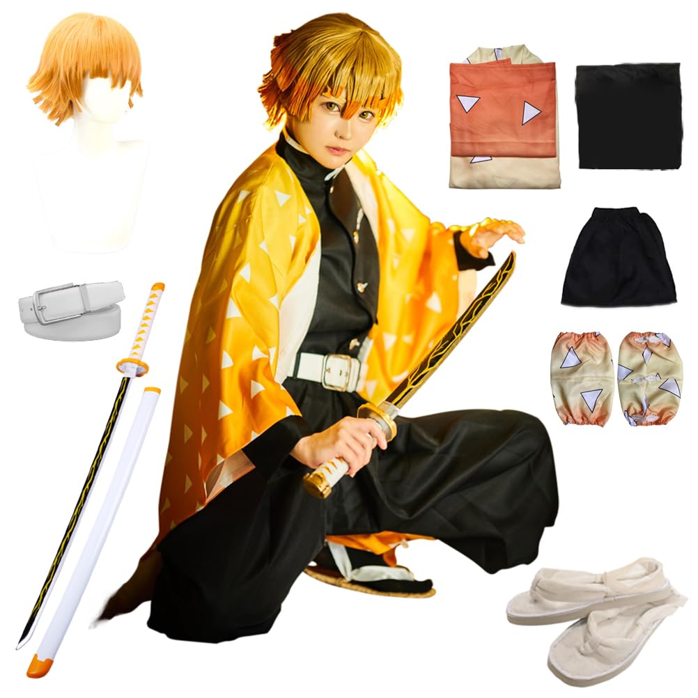OURUEPY Full Set Men Anime Cosplay Costume For Party Role Costume Kimono Outfit Including Shoes Wig Sword, Waga, X-Large โ image 1