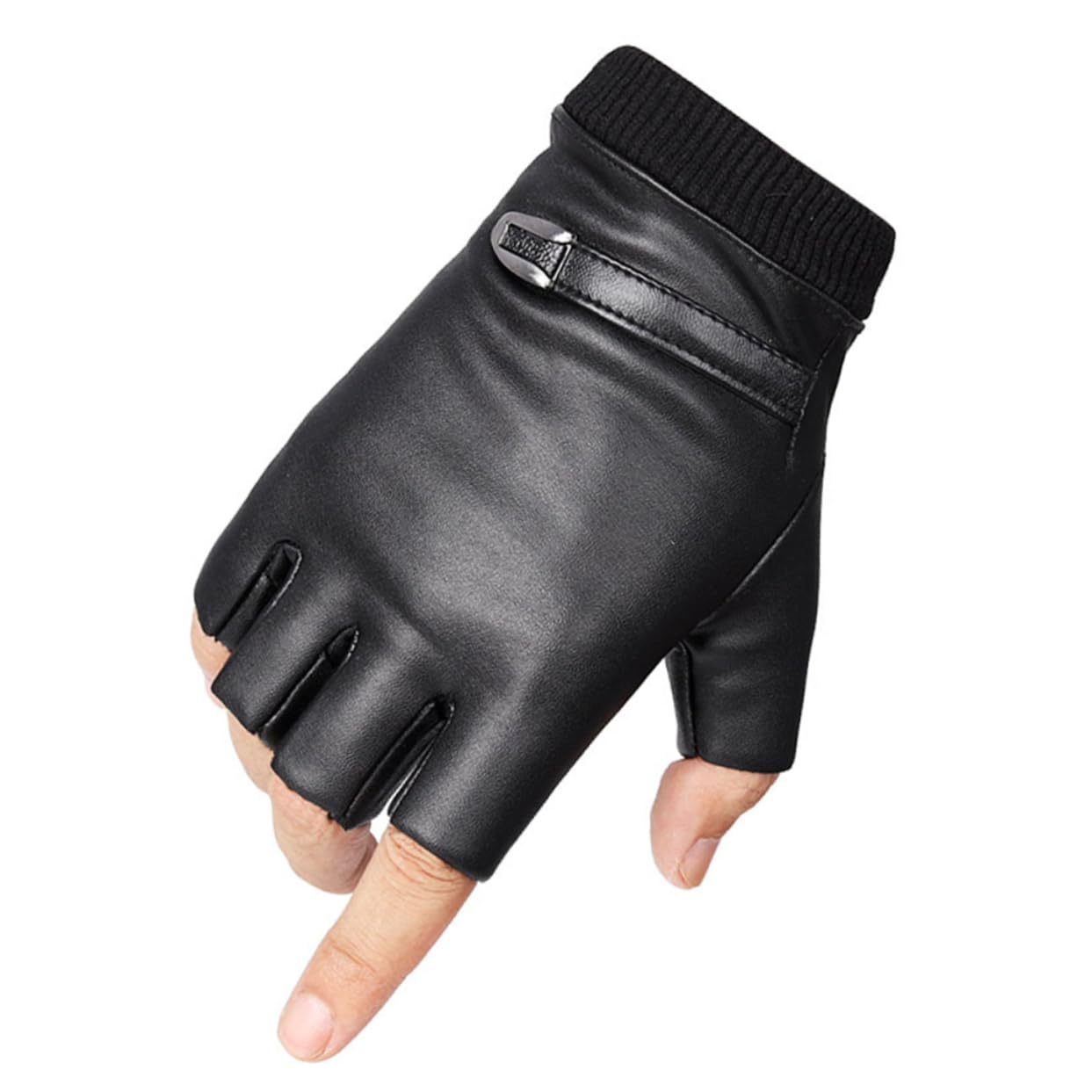 Unisex Fahrradhandschuhe Winterhandschuhe Motorradhandschuhe Fahrhandschuhe Herren Reithandschuhe Handschuhe Aus Pu-Leder Halbe Finger Kurze Handschuhe Black