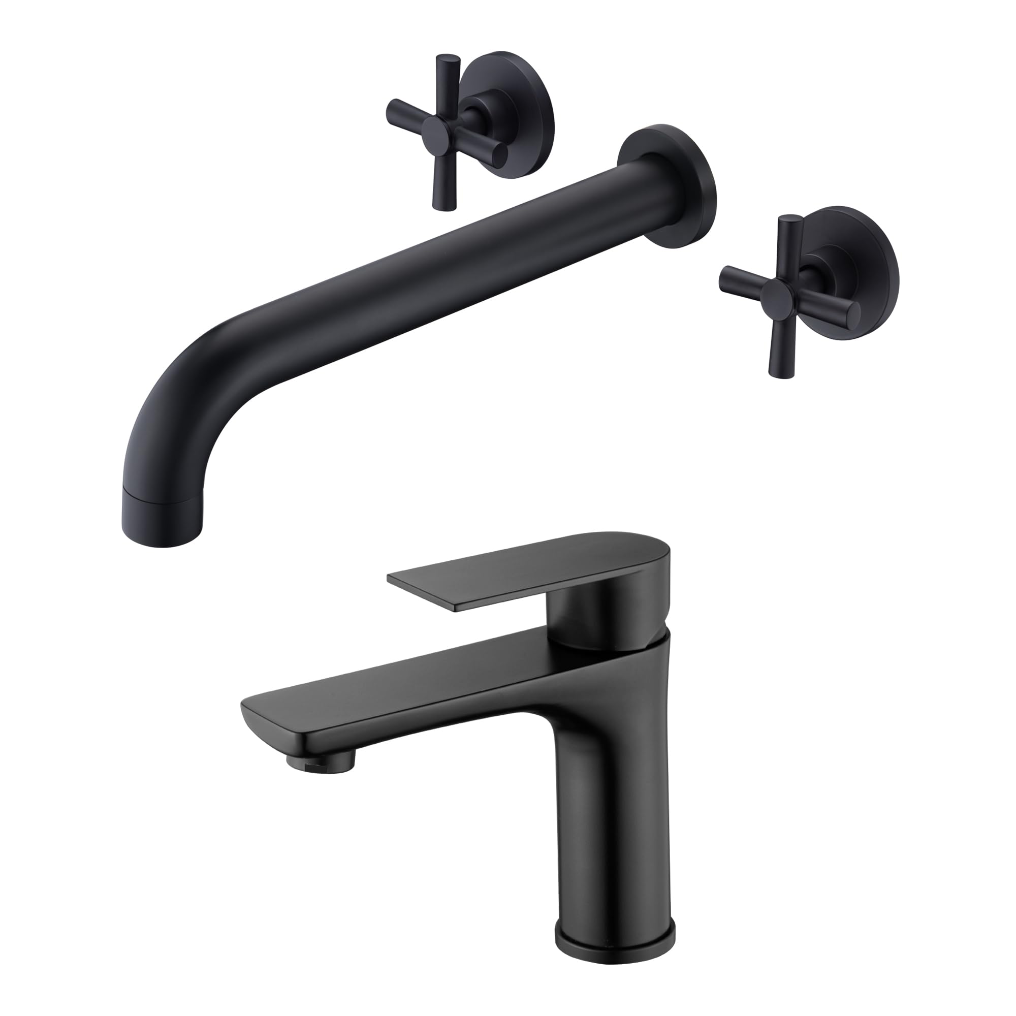 Jnfidosr Wall Mount Tub Faucet S2156i-Mb + Bathroom Sink Faucet S1425-Mb