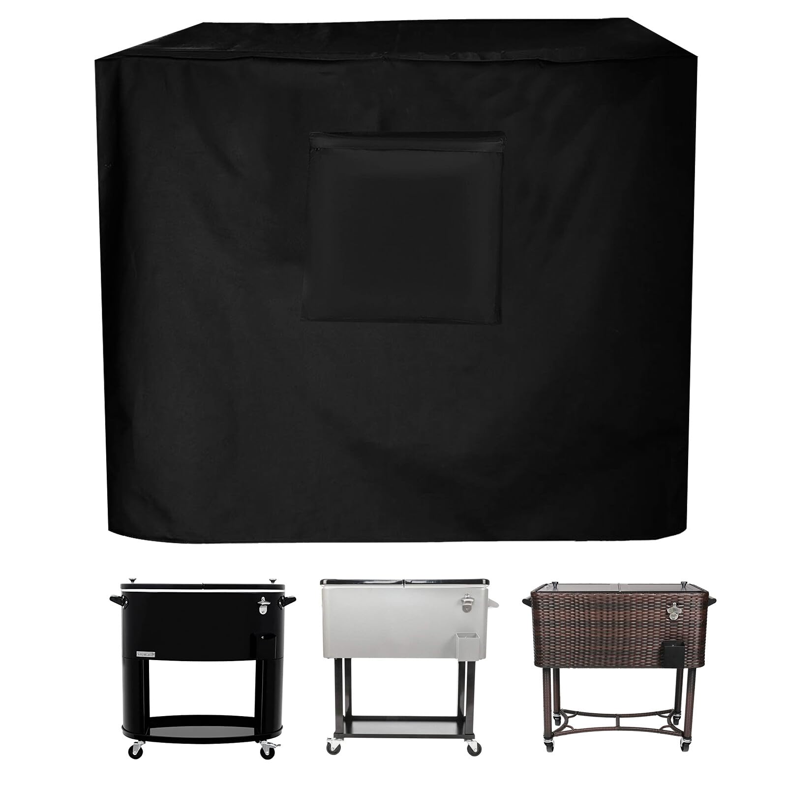 Housse Glacière 80L Roulettes – Imperméable Oxford 420D, Aérations, Sanglage Réglable, Noir
