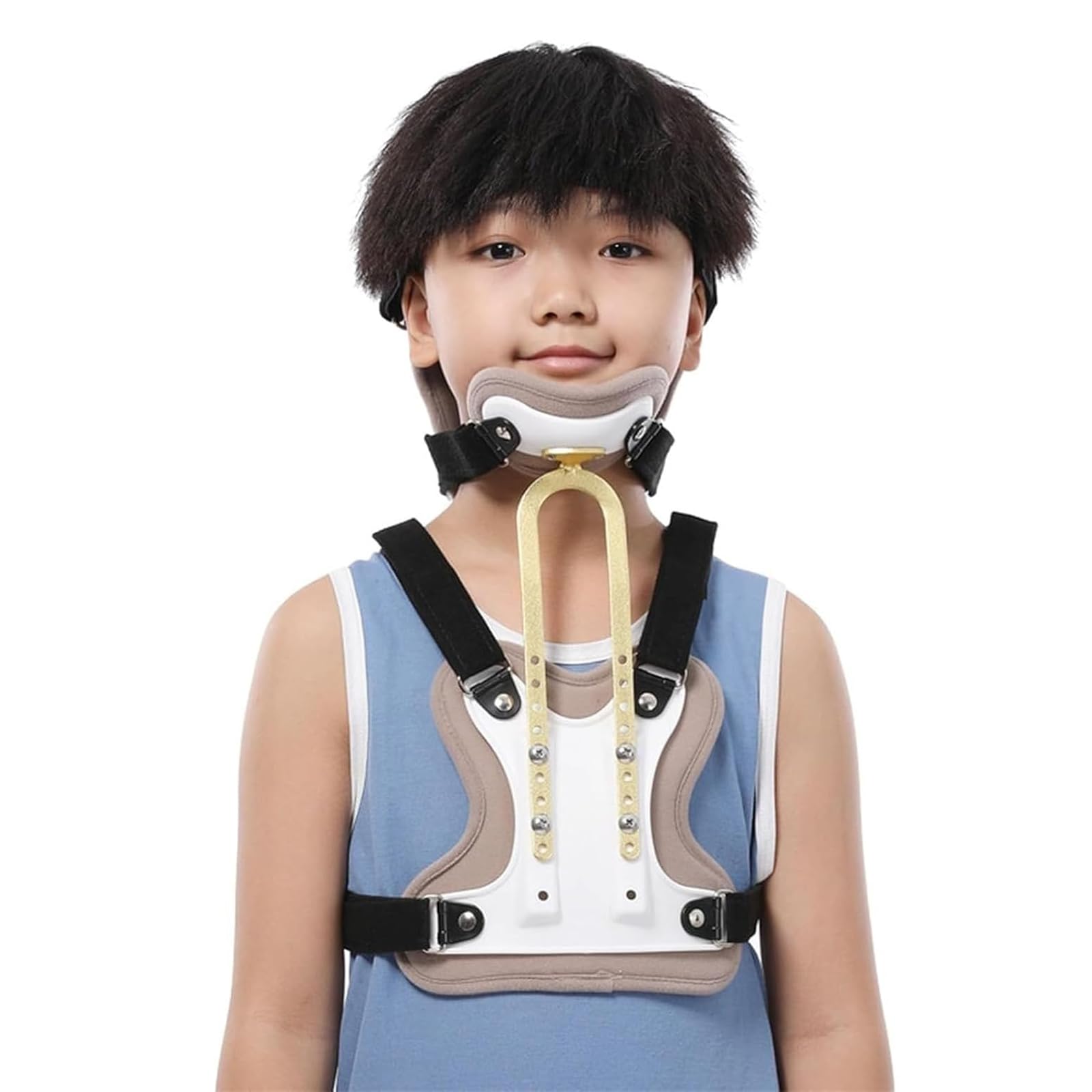 Ortesis de columna para niños,collarín cervical,órtesis cabeza, cuello y pecho,ajustable libremente,transpirable y agradable para la piel,con soporte lumbar en U para el alivio lesiones cuello y