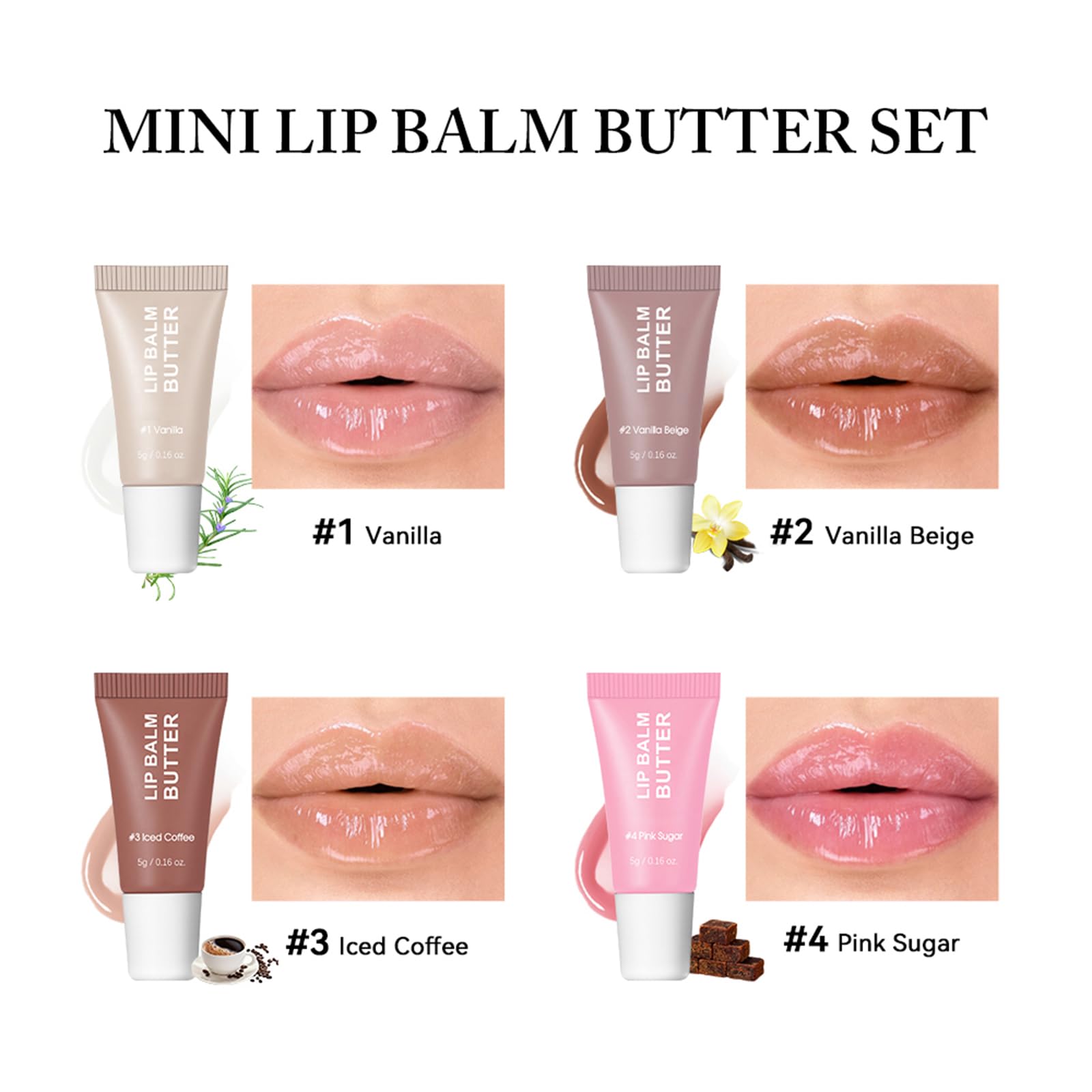 Amazon.com : 4Pcs Hydrating Lip Gloss Set, Mini Lip Balm Pack