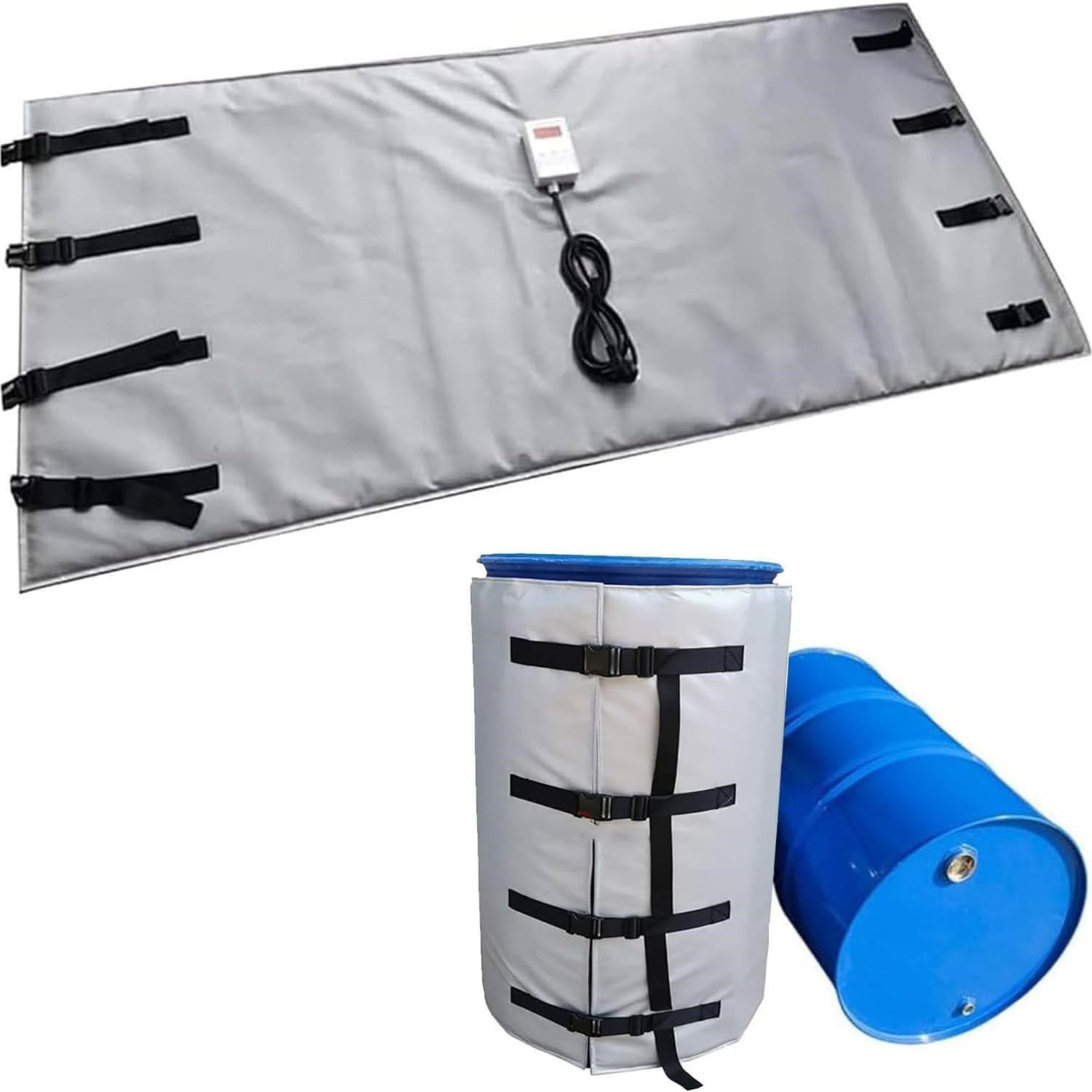 YNBSHGAA 275 Gallon IBC Ton Barrel Heater,4000W Drum Heating Blanket,55 Gallon Drum Heater,Barrel Heating Tape,for IBC Plastic Tank-Grey,Grey-55Gallon/200L
