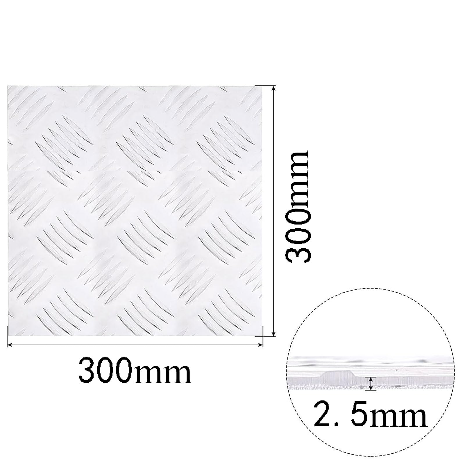 Placa de banda rodadura aluminio, placa cuadros, paquete placas 2,5 mm varios tamaños (2, x 200 mm)(2.5X300X300Mm)